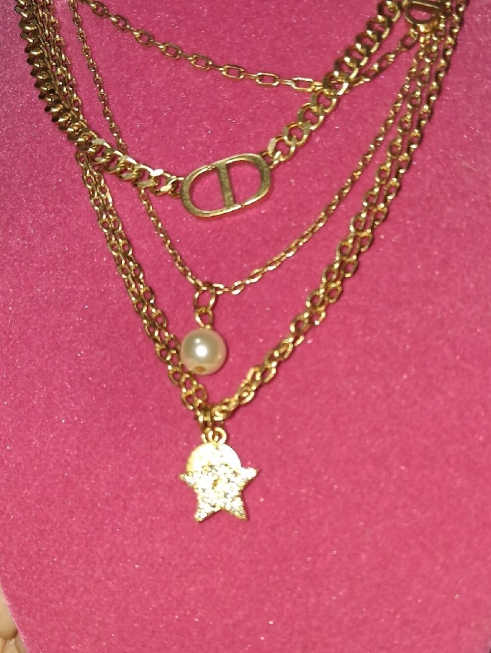Christian Dior 30 Montaigne layered necklace Featuring Crystal Star/faux Pearl - Picture 8 of 13